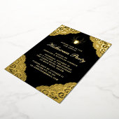 Gothic Black Damask Halloween-Party Gold Foil Invi Folieneinladung (Gedreht)