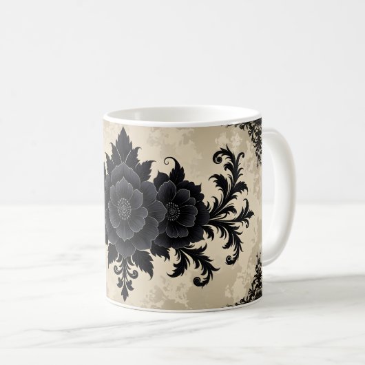 Gothic Black Damask Kaffeetasse (VorderseiteRechts)