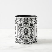 Gothic Black Damask Muster Skull Halloween Tasse (Zentrum)
