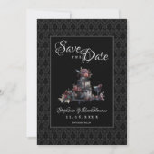 Gothic Black Damask Photo Save The Date (Vorderseite)