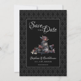 Gothic Black Damask Photo Save The Date