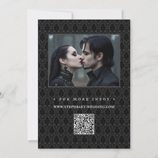 Gothic Black Damask Photo Save The Date (Rückseite)