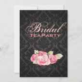 Gothic Black Damask Rosa Rosa Brautparty Einladung (Vorderseite)