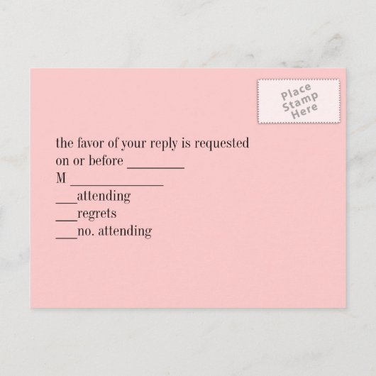 Gothic Black Damask Rosa Rosa Brautparty Einladungspostkarte (Rückseite)