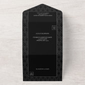 Gothic Black Damask Rose Wedding All In One Einladung (Außenbereich)