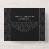 Gothic Black Damask Rose Wedding All In One Einladung (Rückseite)