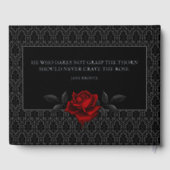 Gothic Black Damask Rose Wedding Gästebuch (Rückseite)