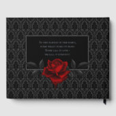 Gothic Black Damask Rose Wedding Gästebuch (Rückseite)