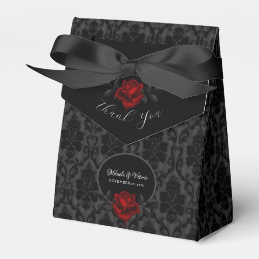 Gothic Black Damask Rose Wedding Geschenkschachtel (Vorderseite)