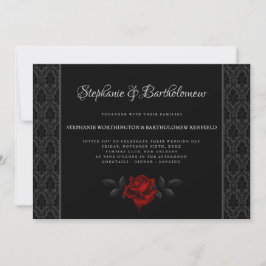 Gothic Black Damask Rose Wedding Invitation Einladung