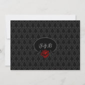 Gothic Black Damask Rose Wedding Invitation Einladung (Rückseite)