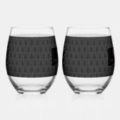 Gothic Black Damask Rose Wedding Weinglas Ohne Stiel (Rechts)