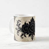 Gothic Black Damast Kaffeetasse (Vorderseite Links)