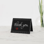Gothic Black Damast Rosenhochzeit Dankeskarte (Vorderseite)
