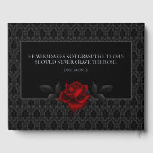 Gothic Black Damast Rosenhochzeit Gästebuch (Rückseite)