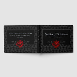 Gothic Black Damast Rosenhochzeit Gästebuch