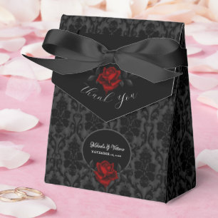 Gothic Black Damast Rosenhochzeit Geschenkschachtel