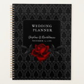Gothic Black Damast Rosenhochzeit Planer (Vorderseite)