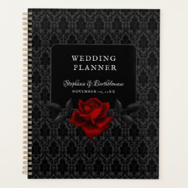 Gothic Black Damast Rosenhochzeit Planer