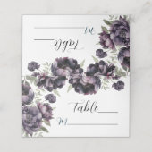 Gothic Black Dark Peonies Vintag Goth Wedding Platzkarte (Außenseite Aufgefaltet)