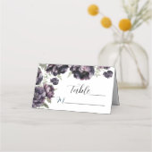 Gothic Black Dark Peonies Vintag Goth Wedding Platzkarte (Vorderseite)