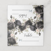 Gothic Black Dark Rose Vintag Goth Wedding Platzkarte (Außenseite Aufgefaltet)