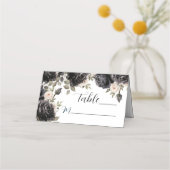 Gothic Black Dark Rose Vintag Goth Wedding Platzkarte (Rückseite)