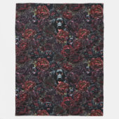 Gothic Black Dog & Dark Flowers Muster Fleecedecke (Vorderseite)
