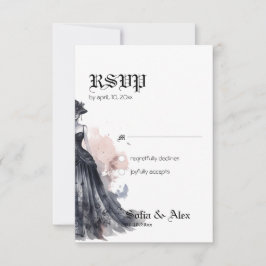 Gothic Black Dress Hochzeitkarte RSVP Karte