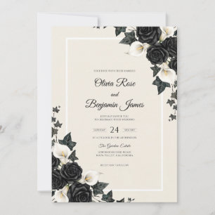Gothic Black Dusty Rose Hochzeit Einladung