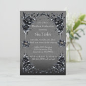 Gothic Black Floral Border Wedding Celebration Einladung (Stehend Vorderseite)