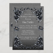 Gothic Black Floral Border Wedding Celebration Einladung (Vorne/Hinten)