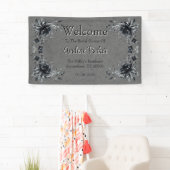 Gothic Black Floral Brautparty Willkommen Banner (Insitu)