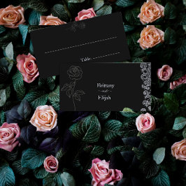 Gothic Black Floral Junggeselinnen-Abschied Platzkarte