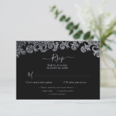Gothic Black Floral Junggeselinnen-Abschied RSVP Karte (Stehend Vorderseite)