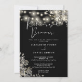 Gothic Black Floral Lights Probe Dinner Einladung (Vorderseite)