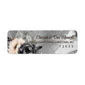 Gothic Black Floral Pfingstrose Rücksendeadresse (Vorne)