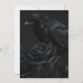 Gothic Black Floral Raven & Rose Wedding Einladung (Rückseite)