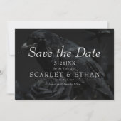 Gothic Black Floral Raven & Rose Wedding Save The Date (Vorderseite)