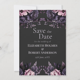 Gothic Black Floral Save the Date Card Einladung