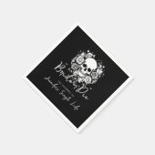 Gothic Black Floral Schädel Junggesellinnenabschie Serviette (Ecke)
