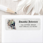 Gothic Black Floral Skull Rücksendeadresse (Insitu)