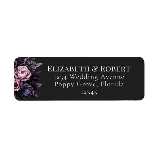 Gothic Black Floral Wedding Address Labels (Vorne)