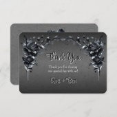 Gothic Black Floral Wedding Dankeskarte (Vorne/Hinten)