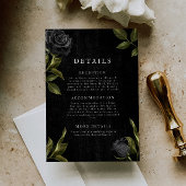 Gothic Black Floral Wedding Details Begleitkarte