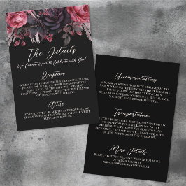 Gothic Black Floral Wedding Details Unterkünfte Begleitkarte