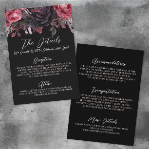 Gothic Black Floral Wedding Details Unterkünfte Begleitkarte