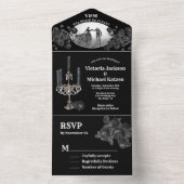 Gothic Black Floral Wedding Foto All In One Einladung (Innen Boden)
