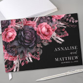 Gothic Black Floral Wedding Gästebuch