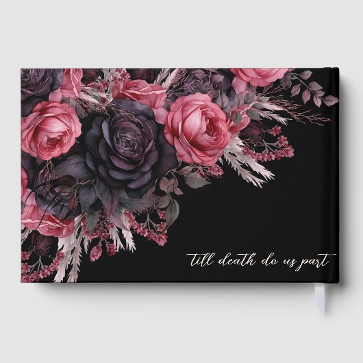Gothic Black Floral Wedding Gästebuch (Rückseite)